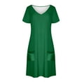 thumbnail image 3 of AherBiu Summer Dresses for Women Casual Loose Fitting V Neck Short Sleeve Tshirt Tunic Dress with Pockets, 3 of 6