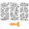 thumbnail image 1 of Juego de 3 pegatinas de flores para muebles y manualidades, 15 x 30 cm, color blanco y negro, con 1 raspador., 1 of 9