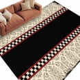 thumbnail image 2 of Shabby Chic Washable Area Rug 8 x 10 ft Traditional Ethic Flowers Black Plaids Casual Retro, Soft Non Slip Rugs Stain Repellent Indoor Felt Carpet for Living Dining Room Bedroom Home Office, 2 of 9