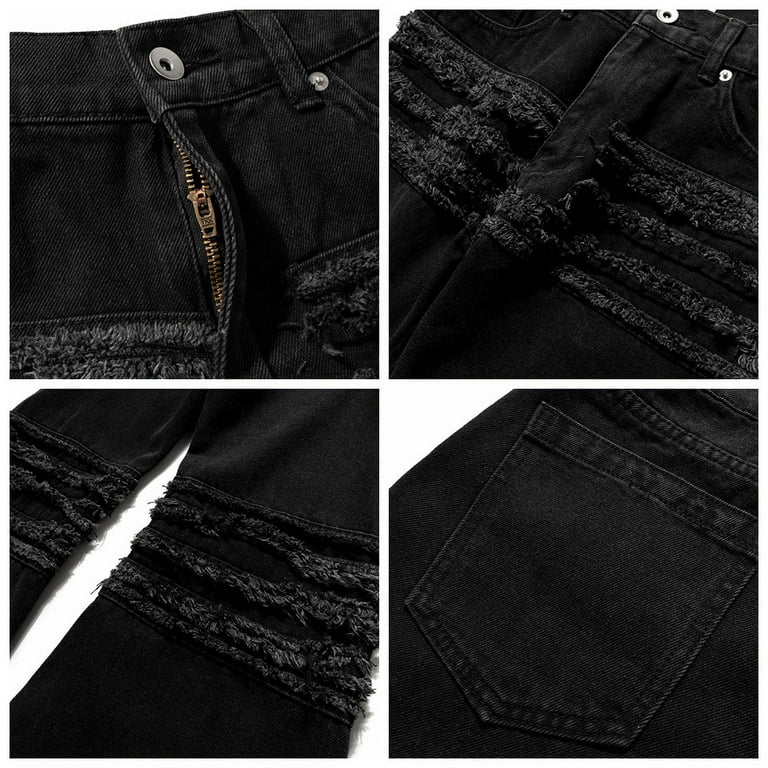 Y2k Streetwear Trendy Micro Flare Jeans Black RO Hip Hop