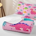 thumbnail image 4 of Homewish Kawaii Dinosaur Bed Spread Queen,Cute Cartoon Animal Queen Coverlet Set,Pink,3pcs, 4 of 7