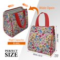 thumbnail image 3 of Pioneer Flower Floral Print Pattern Insulated Lunch Bag for Women & Adults,Large Portable Soft Cooler Lunch Bag,Thermal Food Storage Tote with Pearl Cotton,8.66L,8.75x5.75x9.5 Inch, 3 of 6