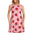 thumbnail image 1 of Balery Strawberry Vestidos de verano para mujer con estampado: vestido holgado sin mangas, vestido playero informal y cómodo para días calurosos., 1 of 7