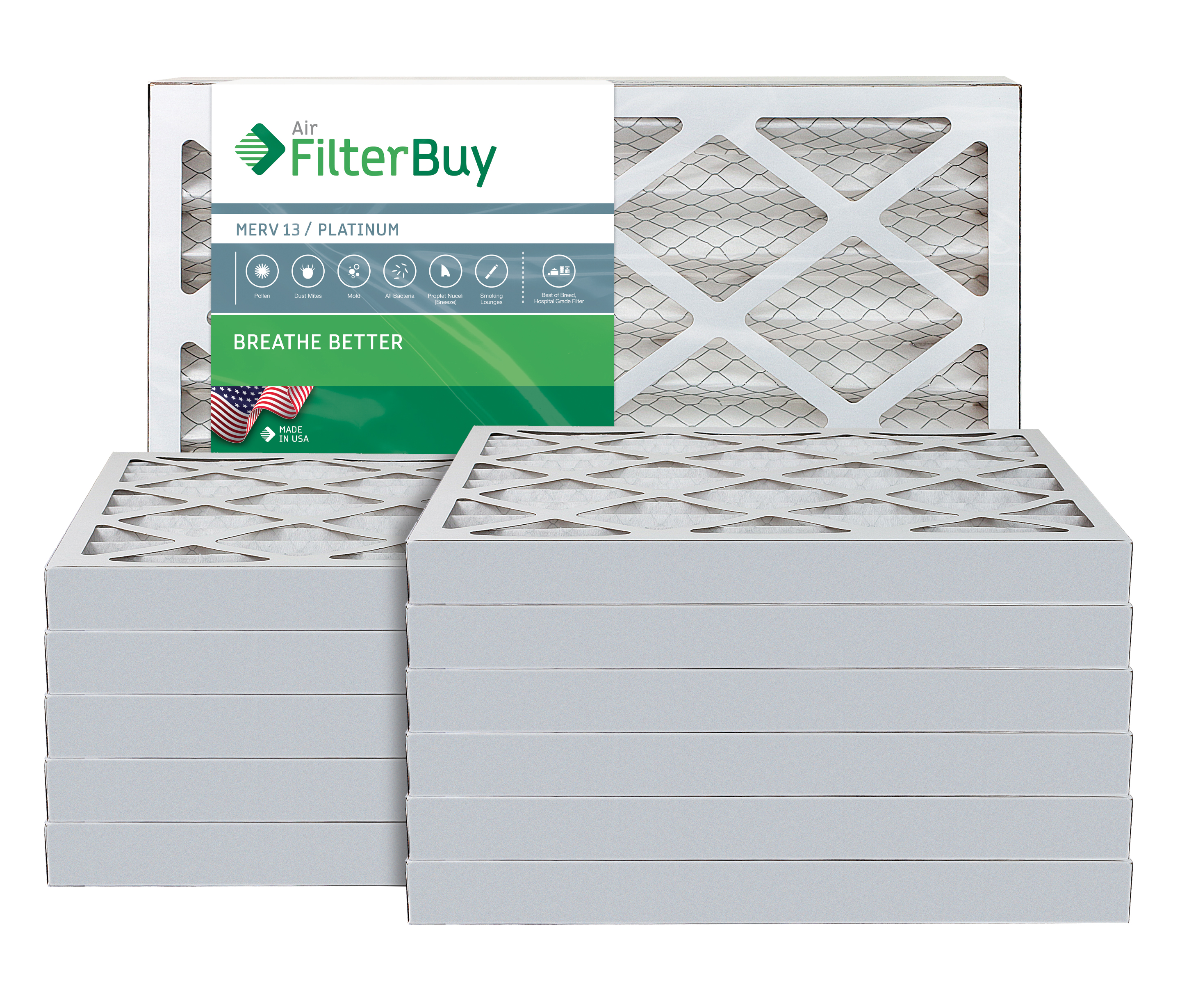 FilterBuy 16x30x2 MERV 13 Pleated AC Furnace Air Filter, (Pack of 12