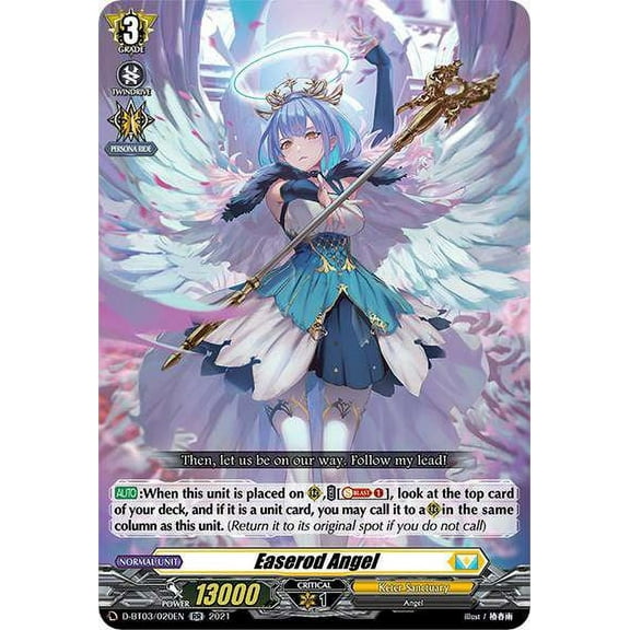 Cardfight Vanguard Advance of Intertwined Stars Double Rare RR Double Rare Easerod Angel D-BT03/020