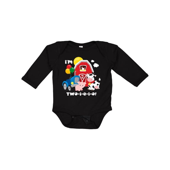 Inktastic TWO-I-E-I-O 2nd Birthday Boys or Girls Long Sleeve Baby Bodysuit