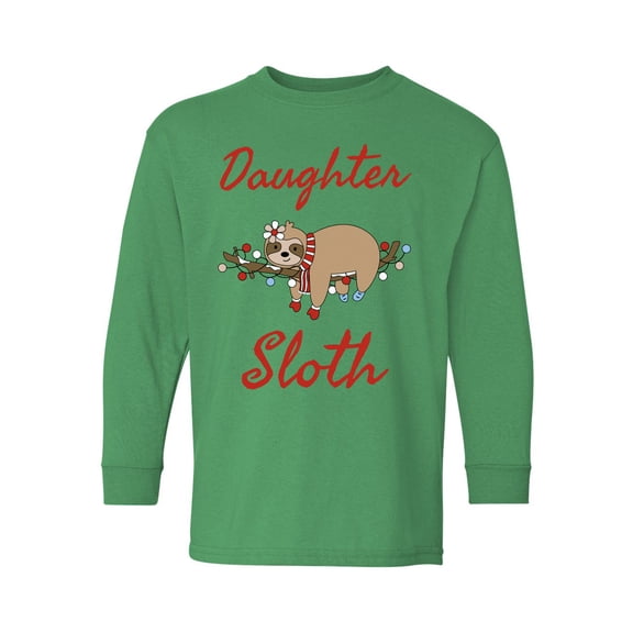 Awkward Styles Christmas Long Sleeve Shirt for Kids Youth Girls Daughter Sloth Shirt