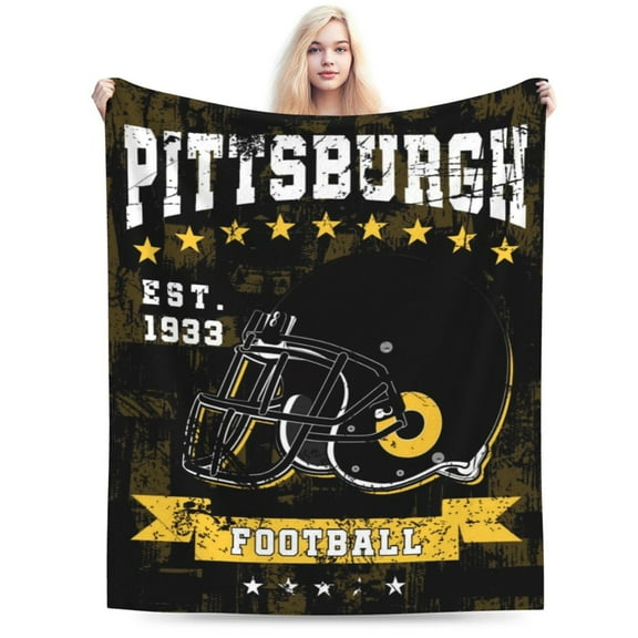 Pittsburgh Football Throw Blanket, Soft Lightweight Plush Warm Blankets For Men And Women, Sports Fan Gifts Bed Tapestry For Sofa, Travel 50"X40"