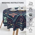 thumbnail image 6 of YFYANG 60 inch Round Table Cloth, Reusable Polyester Blue Vintage Print Texture Table Cover for Indoor Outdoor Kitchen Restaurant Table Decoration Tablecloths, 6 of 8