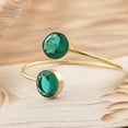 thumbnail image 4 of Zeva Jewels Round Emerald Green Dual Crystal Bangle for Women – 18K Gold Plated Cuff Bangle for Bridesmaids, 4 of 4