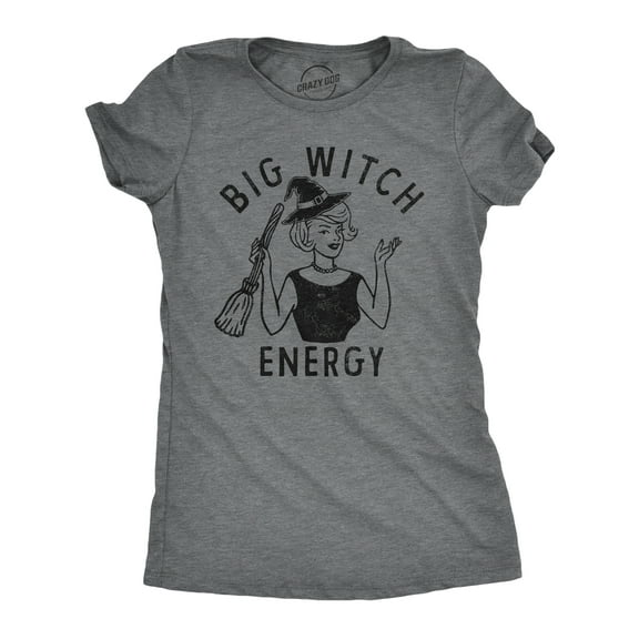 Womens Big Witch Energy T Shirt Funny Halloween Party Flying Broom Stick Tee for Ladies Womens Graphic Tees