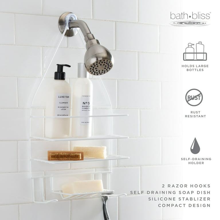 Bath Bliss White Plastic 2-Shelf Hanging Shower Caddy 4.33-in x 12.6-in x  27.17-in in the Bathtub & Shower Caddies department at