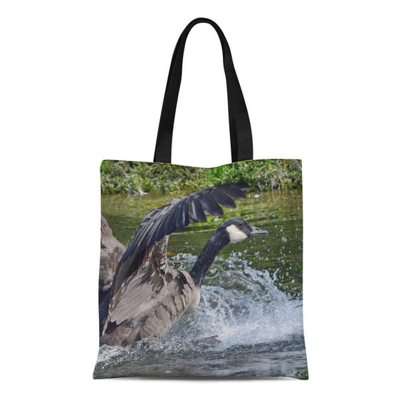 KDAGR Canvas Tote Bag Canadian Splashly Canada Goose Geese Hunting Waterfowl Migratory Honk Reusable Handbag Shoulder Grocery Shopping Bags