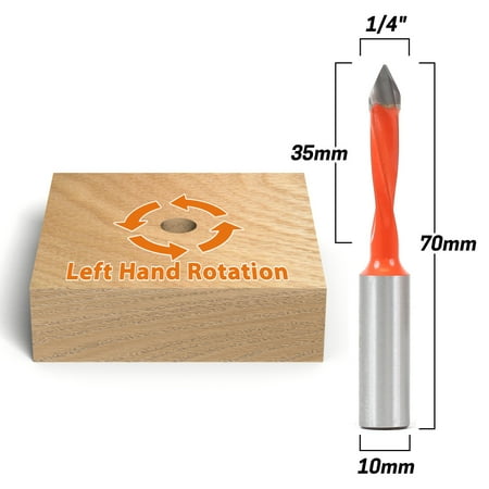 

1/4 Left Hand Through Hole Boring Bit - 10mm Shank - Yonico 44214L