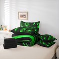 thumbnail image 6 of meiyoeat Abstract Geometric Stripes 7-Piece King Bedding For Boys,Green Neon Lines Pattern King Bed In A Bag For Kids,Black Reversible, 6 of 7