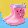 thumbnail image 2 of Xfvqtps Kids Toddler Rain Boots Cute Animal Cartoon Dinosaur Colorful Non Slip Waterproof Lightweight Durable PVC Rain Shoes for Boys and Girls Pink, 2 of 6