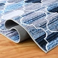 thumbnail image 2 of Moroccan Runner Rug Velvet Area Carpet Contemporary Geometric Trellis Accent Rugs Floor Carpet for Door Mat Entryway Bedrooms Laundry Room Decor, Navy/Gray, 4 x 6 Feet, 2 of 6
