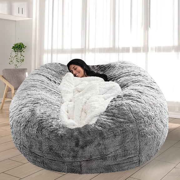 XIBUFE Bean Bag Chair for Adults Kids No Filling Comfy Giant Living Room Chairs Giant Bean Bag Cover for Stuffed Animal Storage,5Ft,Grey