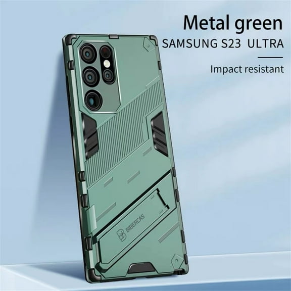 for Samsung Galaxy S23 Ultra 6.8" 2023 Armor Protective Cover Rugged PC Backplane with Hidden Kickstand Anti-fall Drop Resisitant Shockproof [Light & Thin] Hybird Case For S23 Ultra, Green