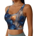thumbnail image 2 of Balery Elegant Blue Gold Blooms Pattern Racerback Sports Bras for Women - Padded Seamless High Impact Support for Yoga Gym Workout Fitness-XX-Large, 2 of 8