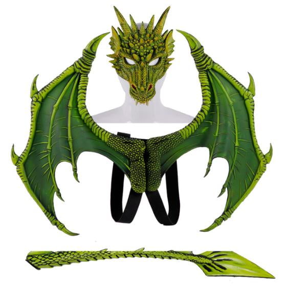 Child Dragon Mask, Halloween Wings, Monster Festival Party Soft Breathable Vivid Decorative Tail Toy