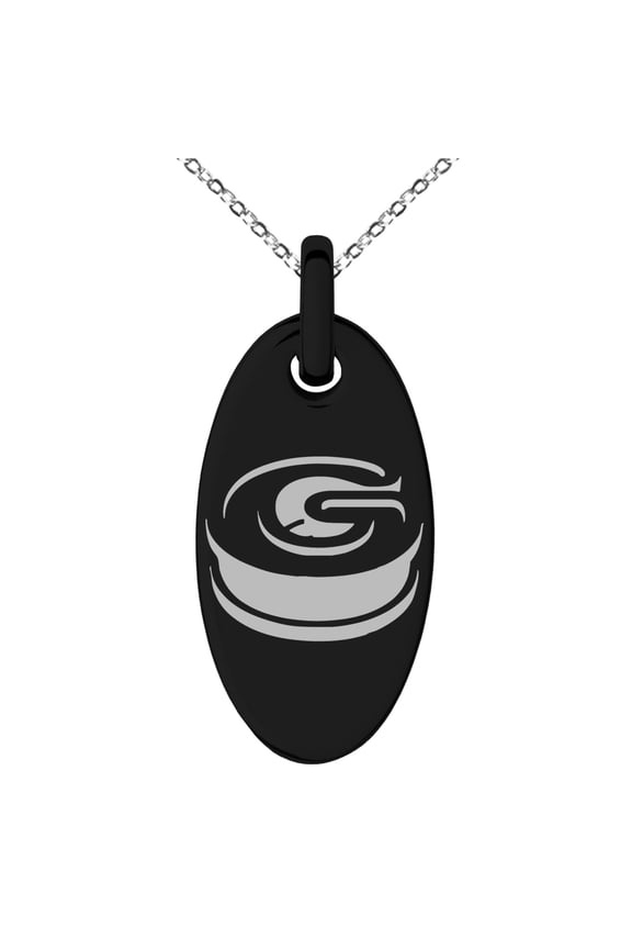 Stainless Steel Letter G Initial 3D Monogram Engraved Small Oval Charm Pendant Necklace