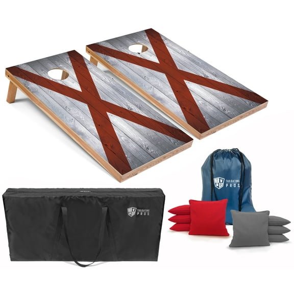 Tailgating Pros Regulation Cornhole Boards Flag Set - Includes 8 Bean Bags, Carrying Cases, and 4'x2' Corn Hole Toss Game - Optional LED Lights