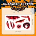 thumbnail image 2 of Halloween Tattoos For Adults,Fake Zombie Prank Makeup Stitches Scars Cuts Stickers Wound Realistic Pattern Vampire Bite Marks Kids Clown Bloody Props, 2 of 4