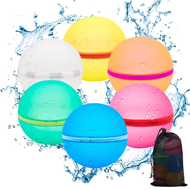 Globos de agua reutilizables, bomba de agua magnética autosellante, juguetes de piscina multicolor seguros y ecológicos, juguetes de silicona suave reutilizables y fáciles de limpiar para niños y