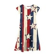 thumbnail image 5 of MKOSPLRT 6-15 Years Girls 4th of July Dresses Ruffle Sleeve Red White and Blue Midi Dress Flowy Swing Tiered Dress Summer Vacation Dress, 5 of 7