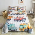YST Kids Excavator Comforter Set Twin Size, Retro Truck Down Comforter for Boys Girls Teens