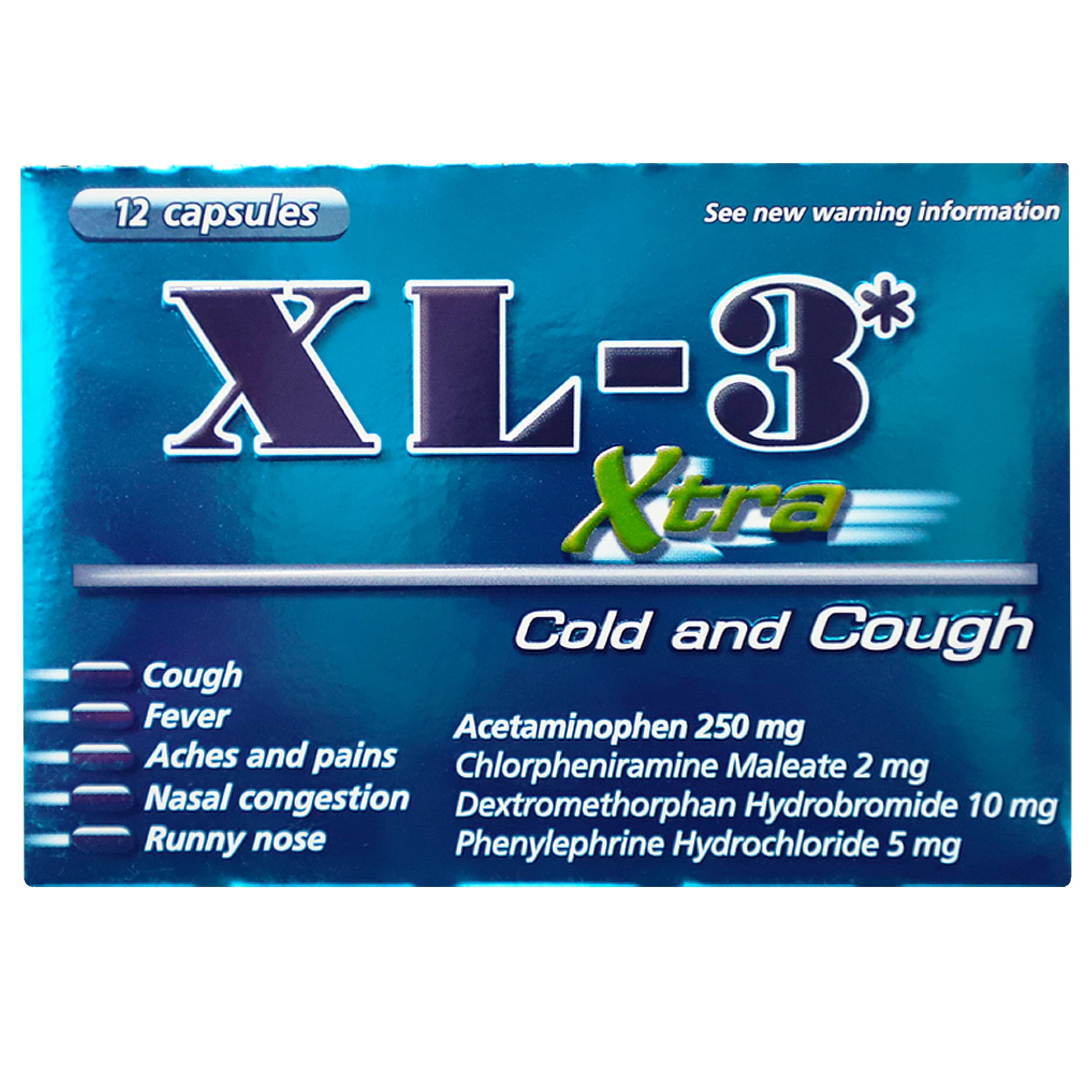 XL-3 Xtra Cold And Cough Capsules, 12 ct