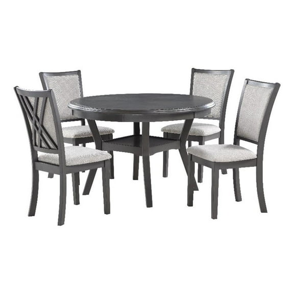 Pemberly Row Contemporary 5-Piece Contemporary Wood Dining Set in Gray