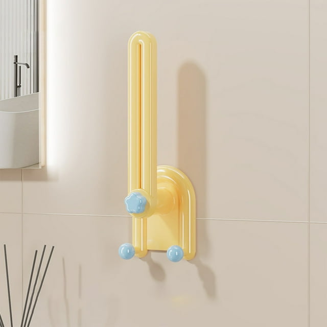 Estante para el baño – Organizador de diademas | Montado en la pared, base, con múltiples ganchos, soporte, plástico | Amarillo, beige, rosa | 21,6 cm | Diseño que ahorra espacio