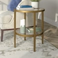 thumbnail image 2 of Henn&Hart 20" Antique Brass Finish Metal/Glass Side Table, 2 of 6