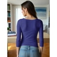 thumbnail image 3 of Blusa Mujer Manga 3 Cuartos Cuello V Comodidad y Estilo, 3 of 5