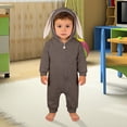 thumbnail image 5 of UACY Baby Cute Bunny Ear Onesie Jumpsuit Fuzzy Warm Fleece Sherpa Bed Romper Animal Zip up Furry Warm Fall Winter Outfit (Brown, 0-3 Months), 5 of 5