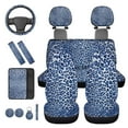 thumbnail image 6 of HUIACONG Blue Leopard Print Seat Covers for Cars for Women Full Set 14 Pcs Ca Seat Cover with Steering Wheel Cover Center Console Cover Seat Belt Covers Coasters Headrest Cover Keychain Universal Fit, 6 of 8