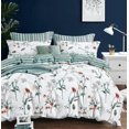 thumbnail image 2 of Swanson Beddings Floral and Green Stripes Reversible 3-Piece 100% Cotton Bedding Set: Duvet Cover and Two Pillow Shams Full (No comforter included), 2 of 2