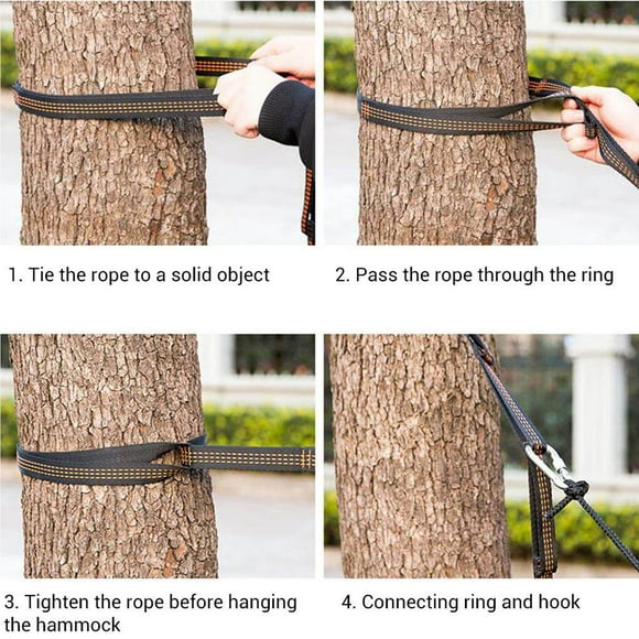 Maoww 2pcs Super Strong Hammock Straps with Carabiners Buckles Camping Hiking Tree Hanging Belt Rope