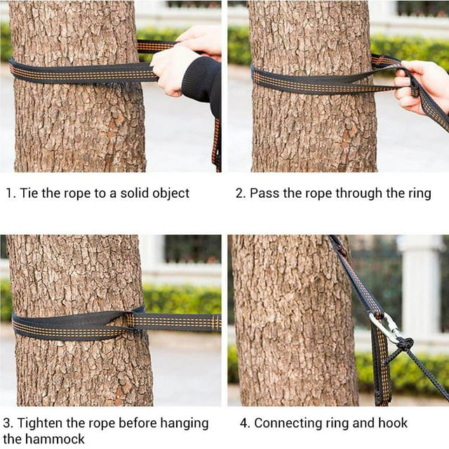 fastboy 2pcs Super Strong Hammock Straps with Carabiners Buckles Camping Hiking Tree Hanging Belt Rope