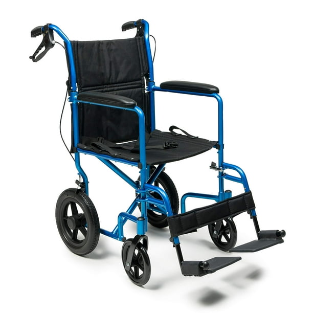 Everest & Jennings Deluxe Transport Wheelchair, Fixed Full Arms
