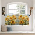 thumbnail image 3 of Sunflower Tier Curtains, Botanical Summer Floral Watercolor Light Filtering Kitchen Curtains, 2Pcs Rod Pocket Half Window Treatments Panels for Sink Cafe Cabinet Camper 27.5x24 Inches, 3 of 9