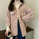 thumbnail image 4 of Chaquetas de pana para mujer, ropa de moda coreana, cárdigans holgados de gran tamaño, de color liso, abrigos de manga larga con un solo pecho, blusas para mujer, 4 of 5