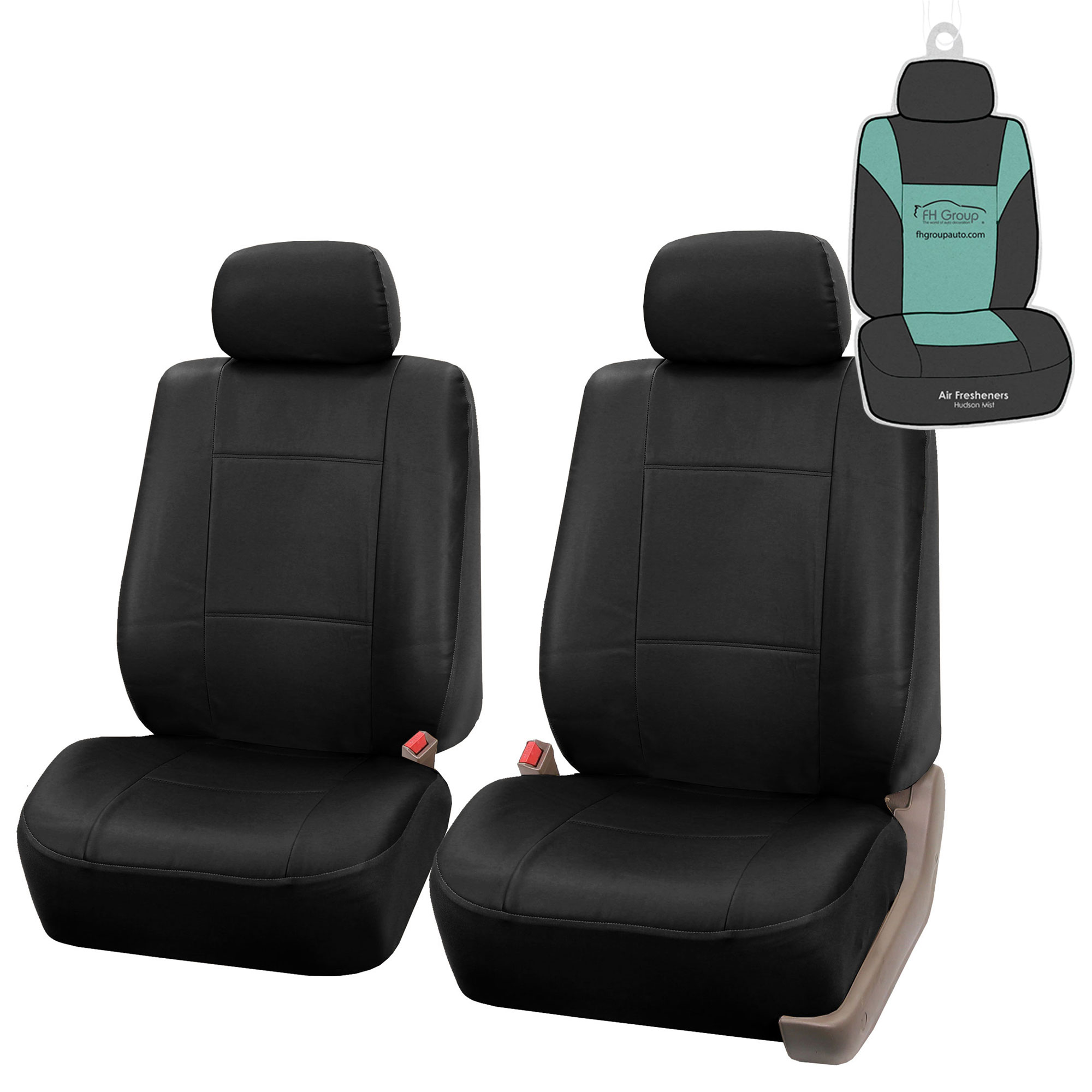 FH Group Universal PU Leather Front Set Seat Covers with Bonus Air