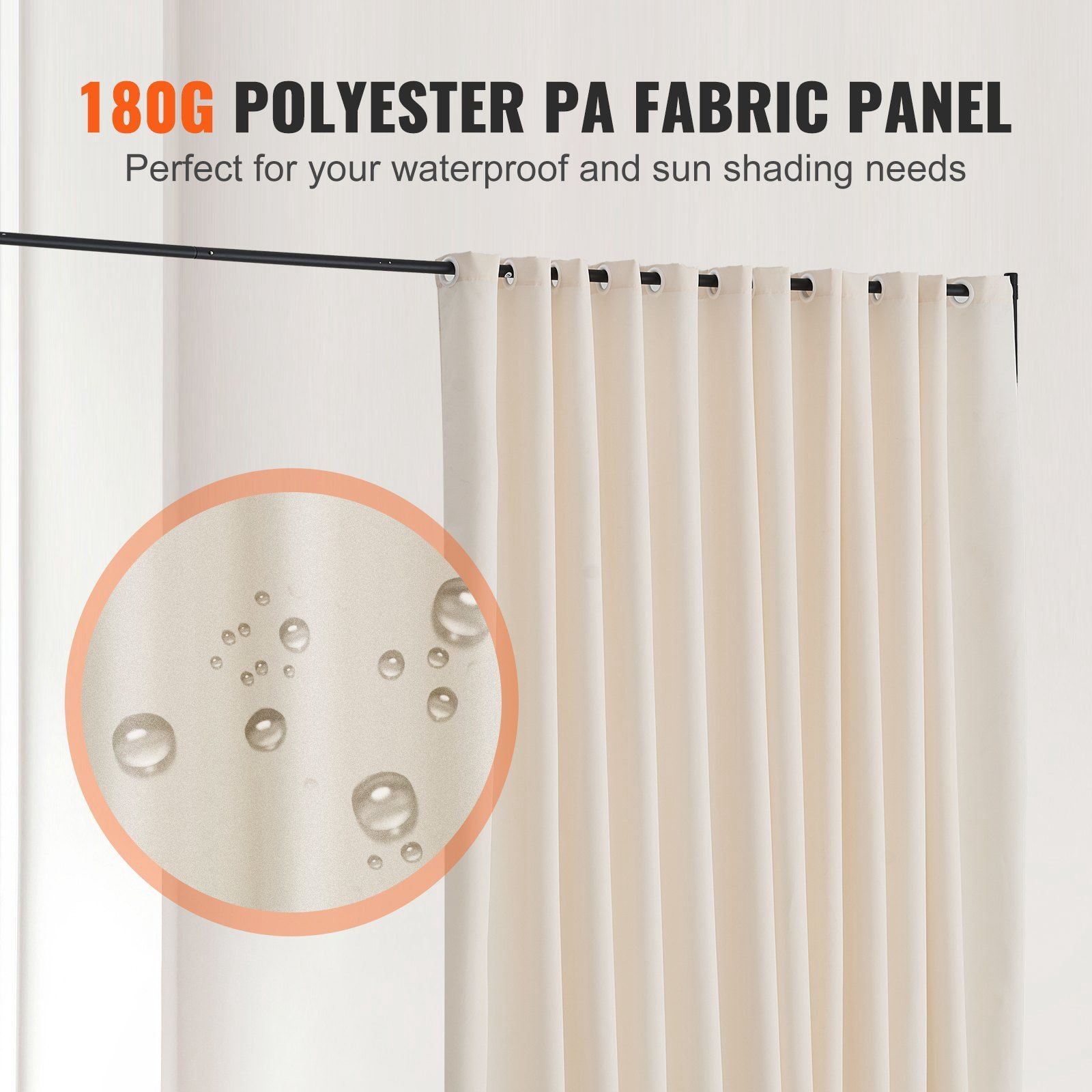 Extra Wide 8-Panel Room Divider on Casters, Mobile Privacy Screen for Large Spaces, Office, Studio - Beige