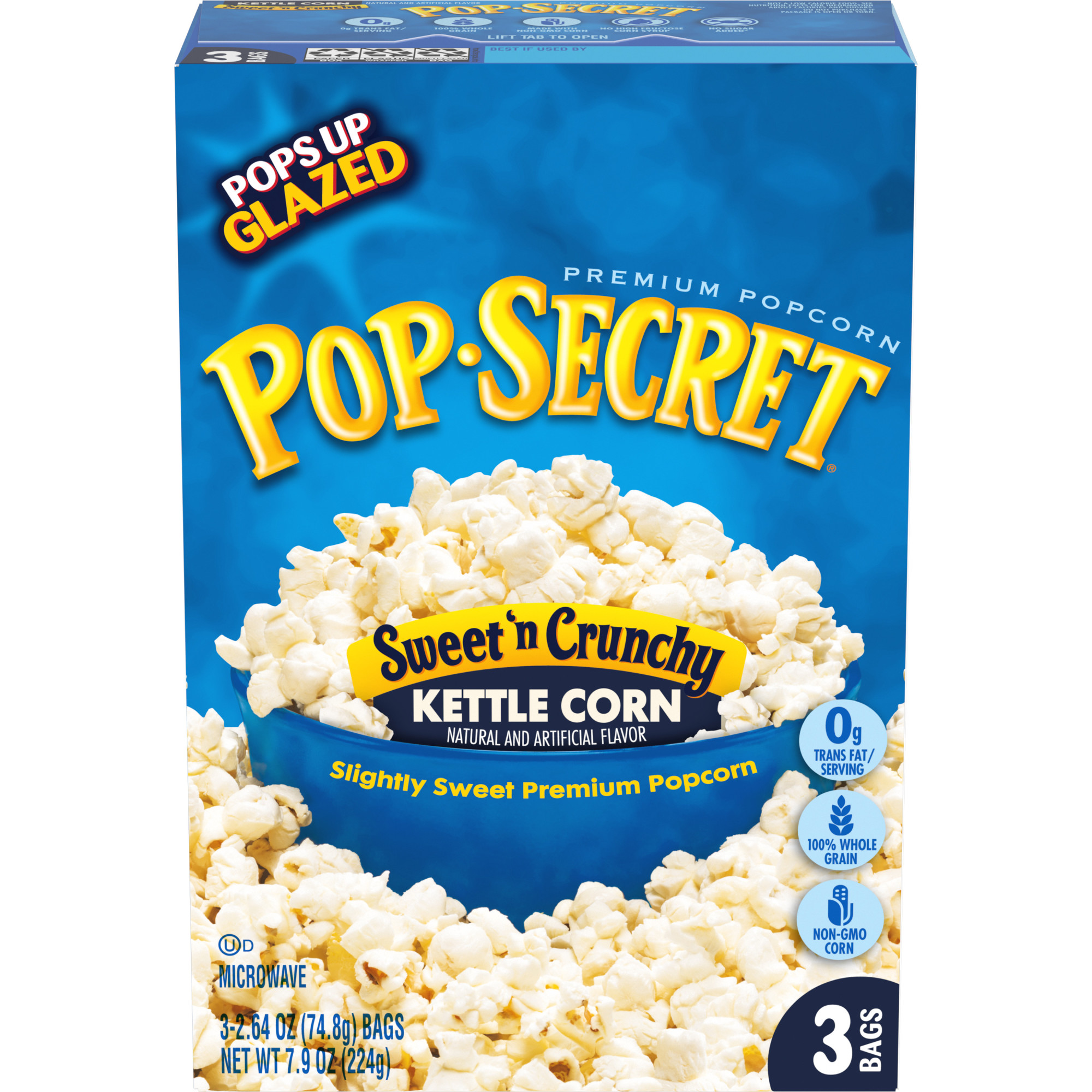 Pop Secret Popcorn, Sweet 'n Crunchy Kettle Corn Microwave Popcorn, 2.64 oz  Sharing Bags, 3 Ct - Walmart.com