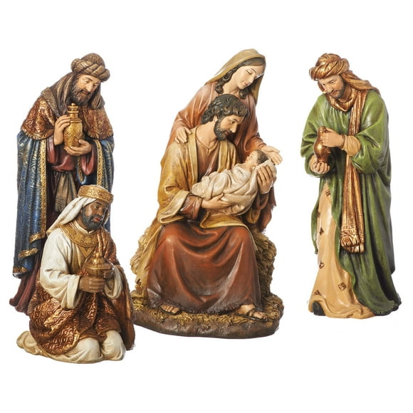 Joseph's Studio by Roman - 4-Piece Textured Nativity Set, Includes Holy Family and Three Kings, 16" H, Resin and Stone, Decorative, Collection, Durable, Long Lasting