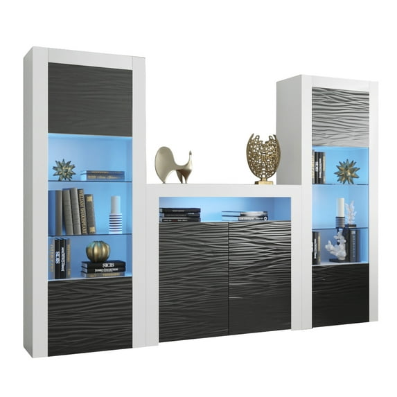 Milano Set 2D-BK-BK Modern Wall Unit Entertainment Center