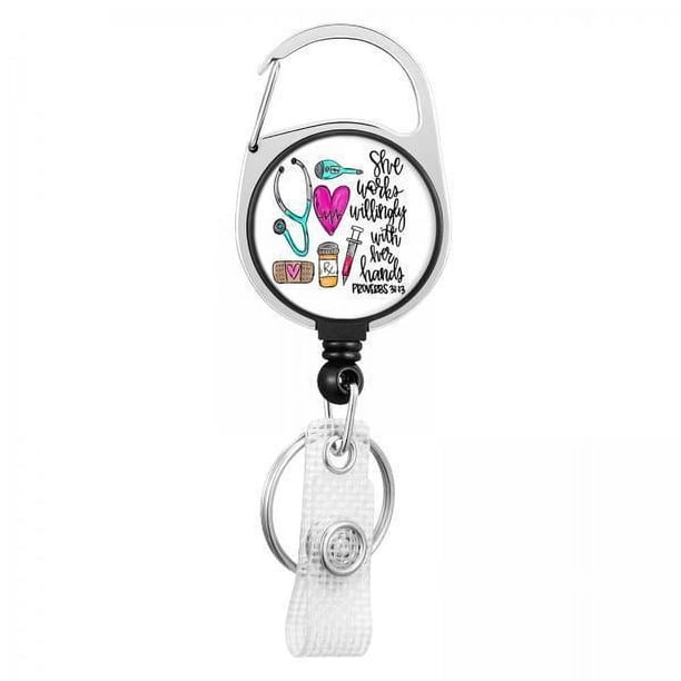 2x Llavero Retráctil Con Soporte Para Insignia, Clip Para Placa Con Nombre Para Profesores, Trabajadores, Médicos, Estilo F 2 piezas